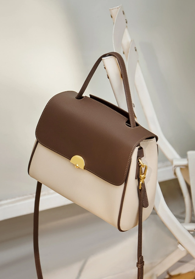 PU Leather Women&prime;s Bag Color-Block Handbag